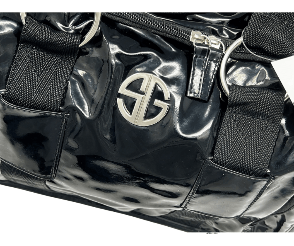 Shinny Leather Tote in Black by Le Papillon